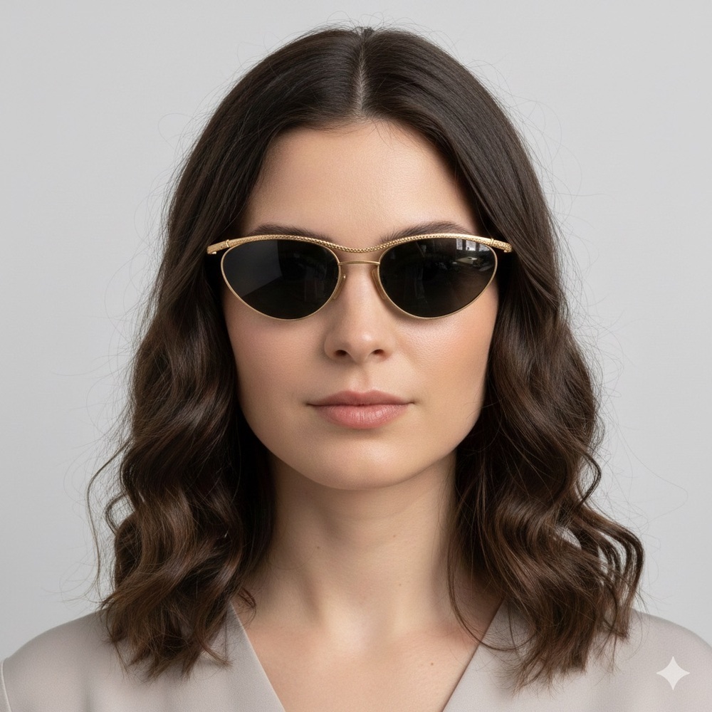 Vintage Paloma Picasso Light Gold Oval Cat Eye Sunglasses - made in Germany